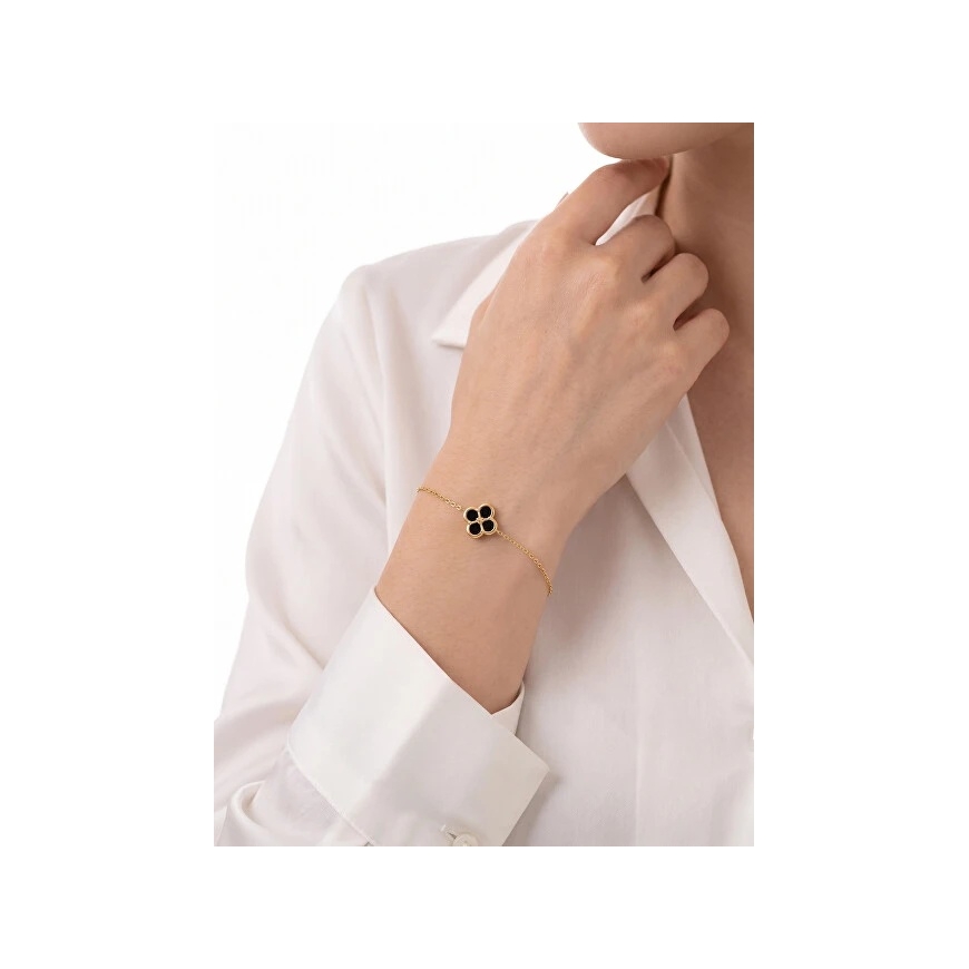 Brilio Silver Women's Gold-Plated Bracelet with Black Clover BRC255YBC – 2