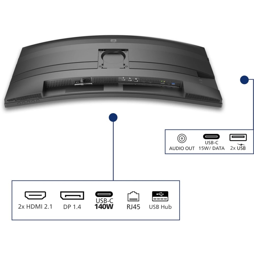 PHILIPS 34B2U5900C/00 34" DUAL Mode Curved Business monitorius 21:9/5120x2160/350cdm2/2ms/DP HDMI USB-C | Philips | 34B2U5900C/0 – 5
