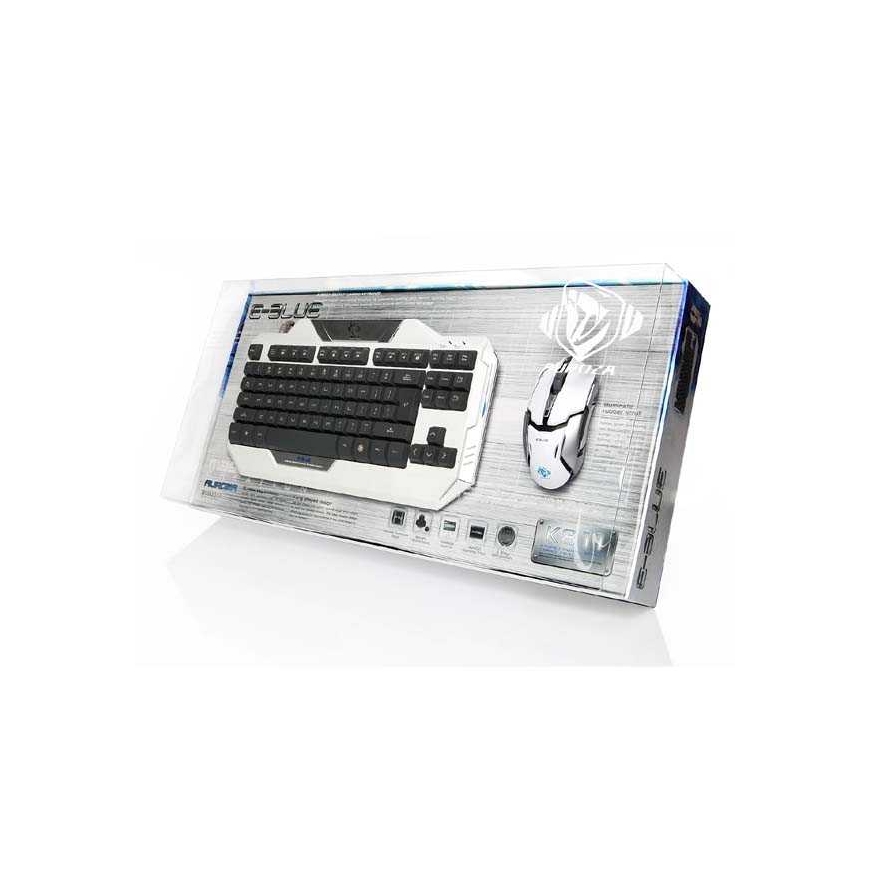 E-blue EKM811WHUSIU klaviatūra Pelė įskaityta USB Juoda, Balta – 2
