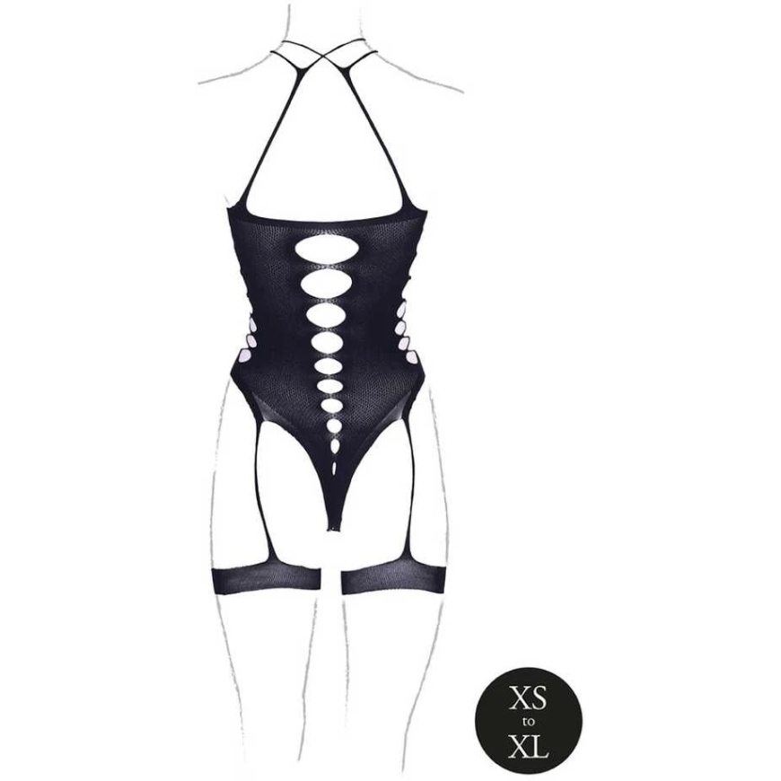 Shots Le Desir Metis XVI Body with Suspender Straps Black with Cut-Out Neckline – 4