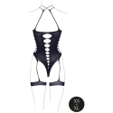 Shots Le Desir Metis XVI Body with Suspender Straps Black with Cut-Out Neckline Shots Le Desir Metis XVI Body with Suspender Straps Black with Cut-Out Neckline