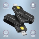 Axagon CRE-SMP2A USB Smart card & SD/microSD/SIM PocketReader smart card reader Indoor USB Type-A/US