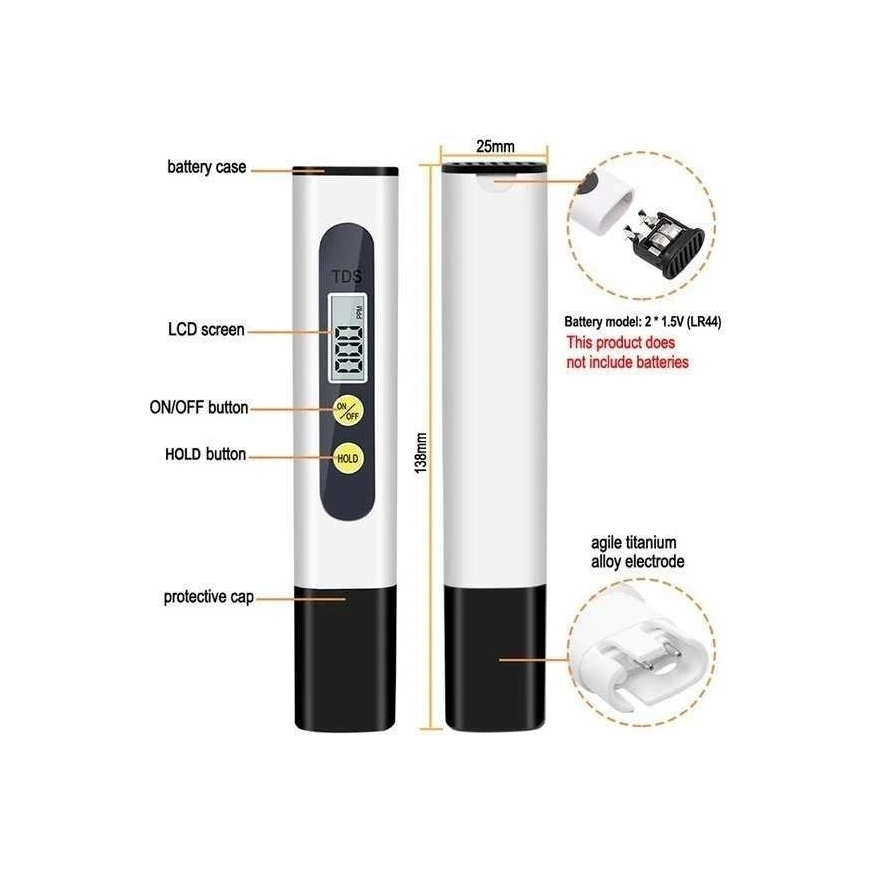 Oem Geriamojo vandens kokybės matuoklis TDS baltas 1-999PPM - grynumo matuoklis – 4