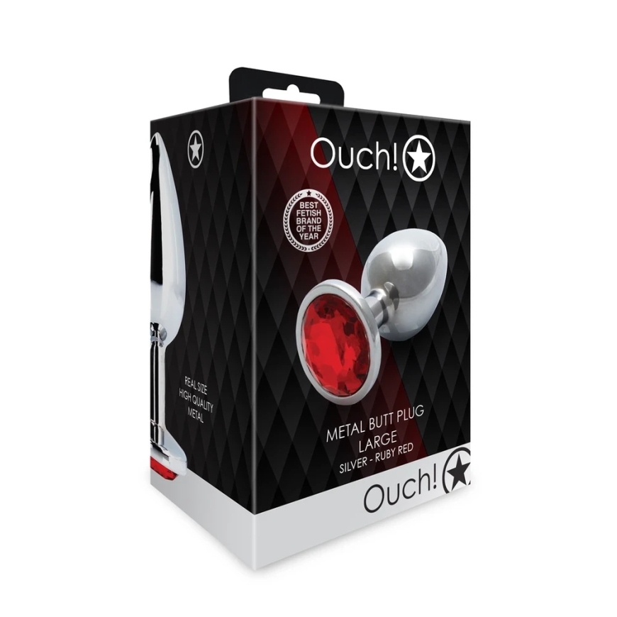 Ouch By Shots Ouch! METALOWY KOREK ANALNY PLUG Z DIAMENTEM 9,3 CM WODOODPORNY – 3