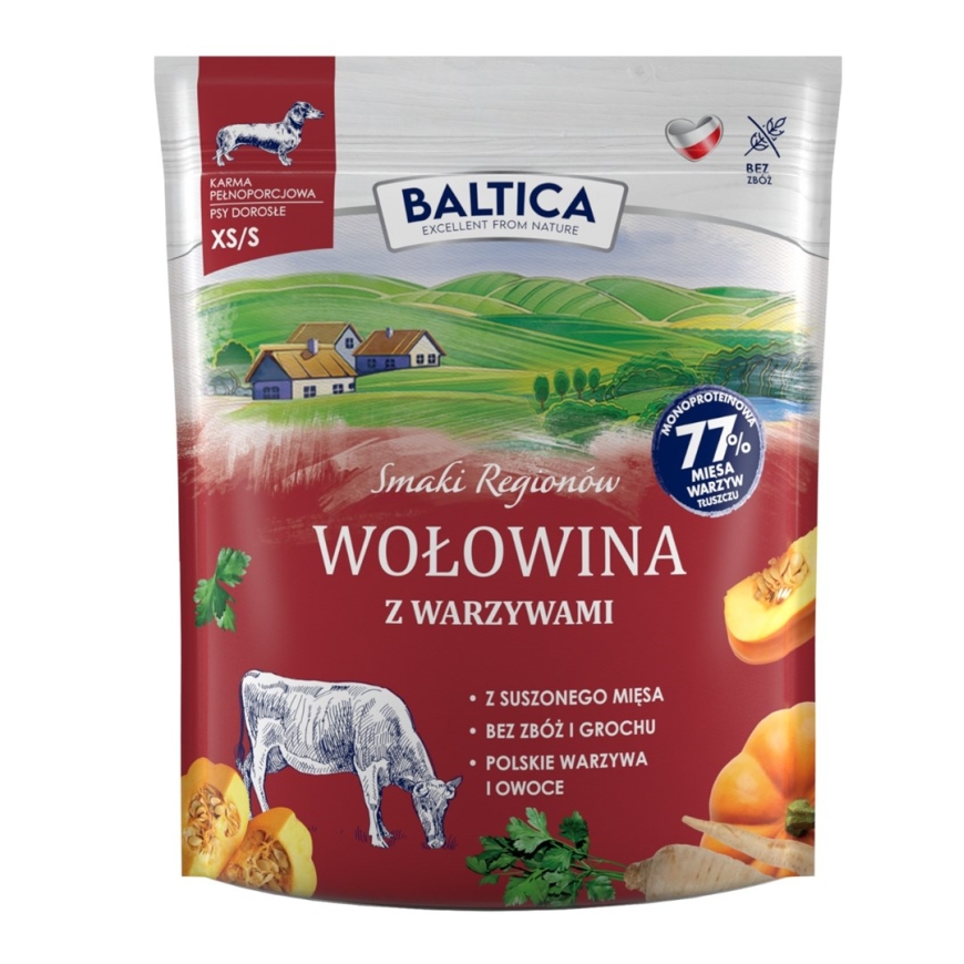 BALTICA Smaki reģioni Liellopu gaļa ar dārzeņiem Mazo šķirņu Mono - sausā suņu barība - 1kg