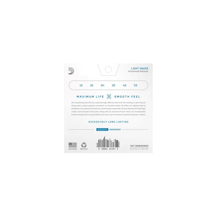 D'Addario XSAPB1253 - akustinės gitaros stygos (12-53) – 2