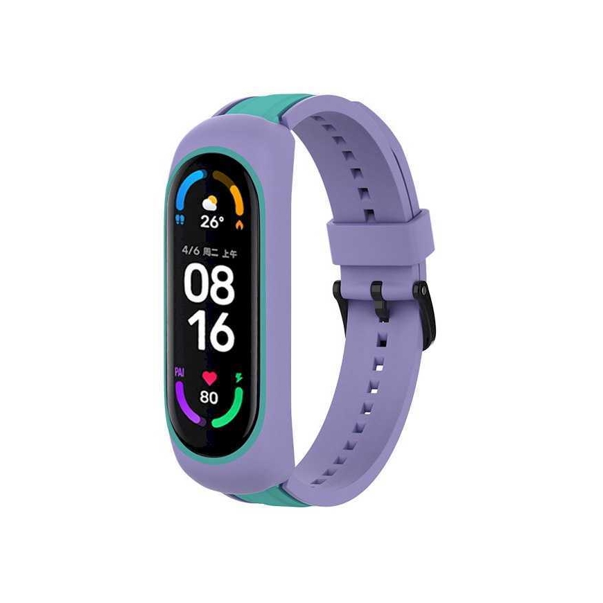 Fusion Accessories Xiaomi Mi Band 3/4/5/6 Green/Purple Dual Color