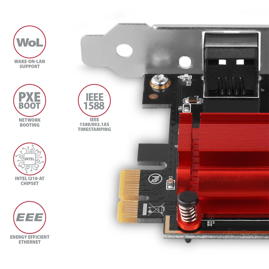 Axagon PCEE-GIX võrgukaart Sisemine Ethernet 1000 Mbit/s – 4