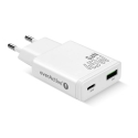 Lādētājs GaN 1x USB-C, 1x USB Quick Charge 3.0 45W PD balts Lādētājs GaN 1x USB-C, 1x USB Quick Charge 3.0 45W PD balts
