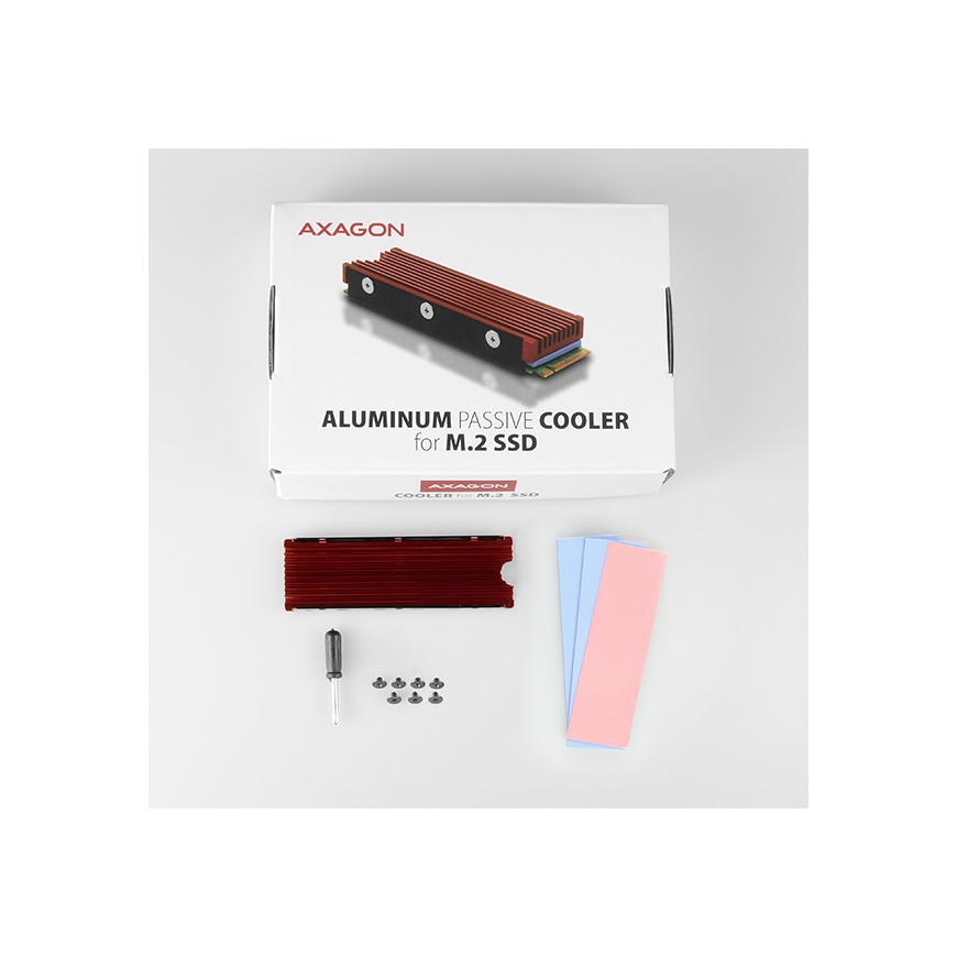 Axagon CLR-M2 Tietokoneen jäähdytysjärjestelmä M.2 NVMe SSD, SSD-asema Jäähdytyslevy/jäähdytin Musta – 2
