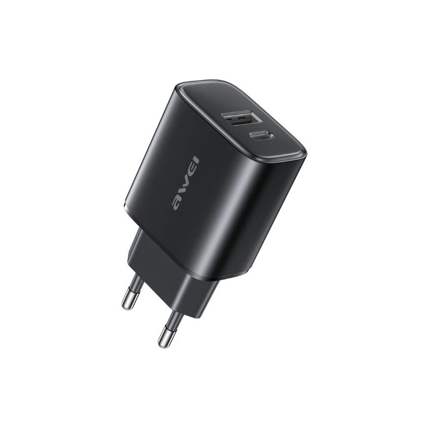 Įkroviklis Awei PD85-EU 22.5W USB-A/USB-C juodas