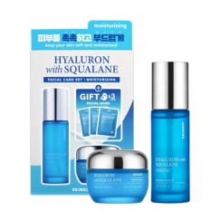 Skin627 Hyaluronihappo- ja skvalaanikokonaisuus kasvojen seerumille 50 ml + kasvokreemille 50 g + kangasnaamiot 3 x 22 ml