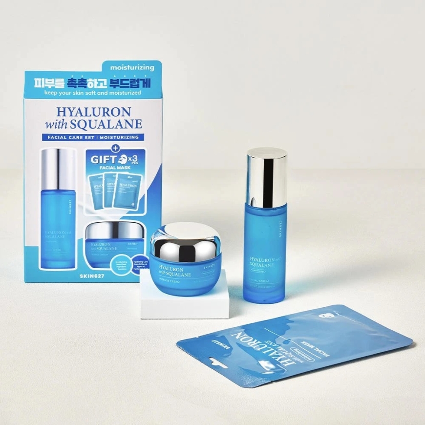 Skin627 Hyaluronic Acid and Squalane Set for Face Serum 50 ml + Face Cream 50 g + Sheet Masks 3 x 22 ml – 4