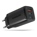Axagon ACU-DPQ65 GaN Wall charger 65W, 3x port (USB-A + dual USB-C), PD3.0/QC4+/PPS/Apple