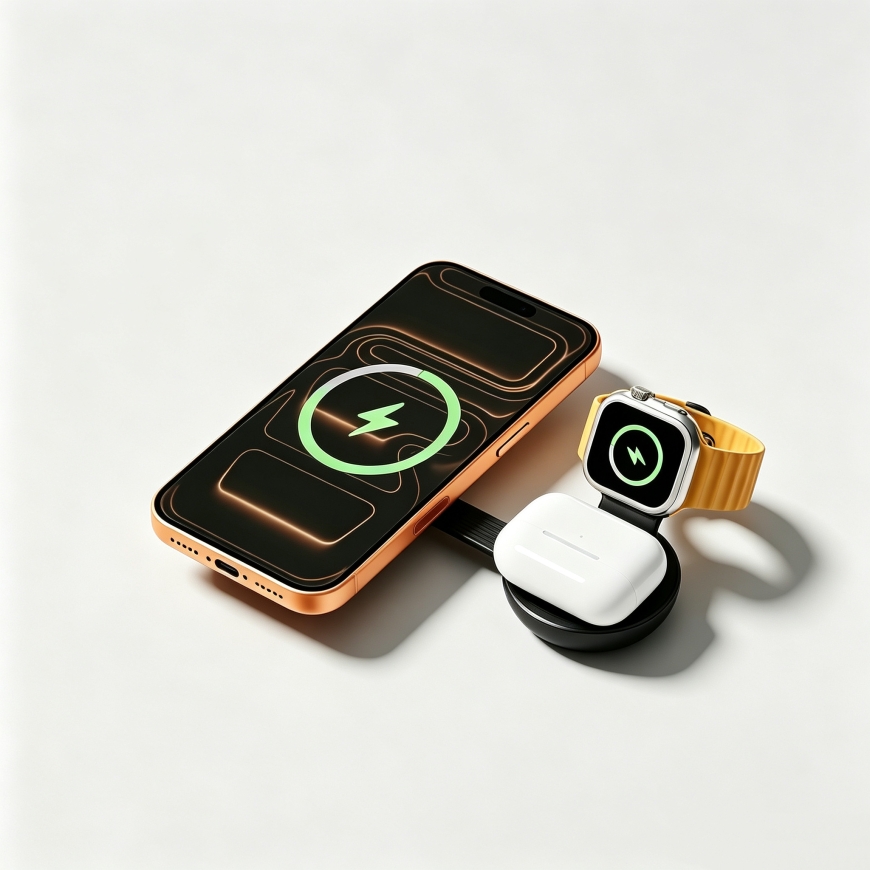FoneKit Mini 3-in-1 traadita Qi2 25W laadimispadi, must – 3