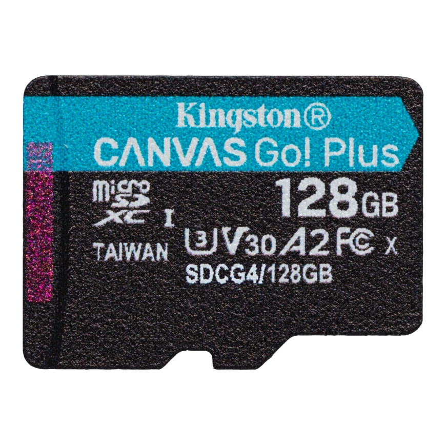 Kingston Technology 128GB microSDXC Canvas Go Plus Gen4 200R A2 U3 Single Pack w/o ADP