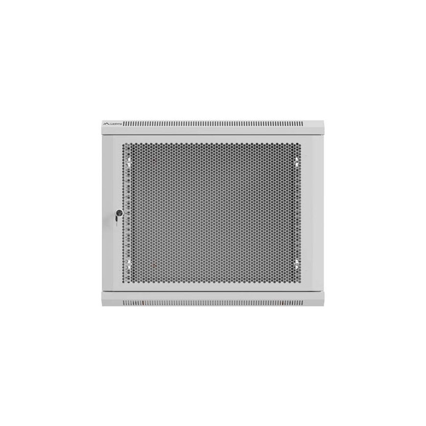Seinäasennettava rack-kaappi 19" 9U 600x600 harmaa rei'itetty ovi Lanberg (tasopakkauksessa) – 4
