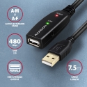 Axagon ADR-207 USB 2.0 A-M - A-F active extension/repeater cable 7.5m