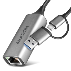 Axagon ADE-TXCA Gigabit Ethernet Adapter USB-C+ USB-A - titangrau - Adapter - Digital/Daten Eternetas 1000 Mbit/ai