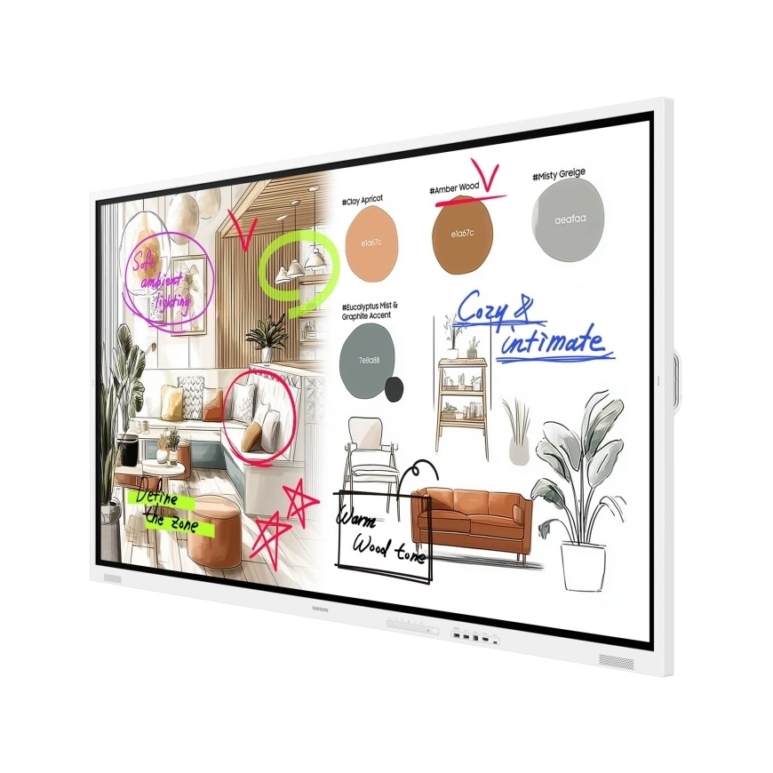 Monitori SAMSUNG FLIP PRO DIGITAALINEN FLIPBOARD, WM85F-X, 85" UHD, ETU (USB-C PD 65W, USB SOC, USB HUB) TAKANA (HDMI IN/OUT, TO