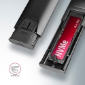 Axagon EEM2-GTS2 External USB-C 10Gbps metal box for M.2 NVMe & SATA SSD disks. Screwless