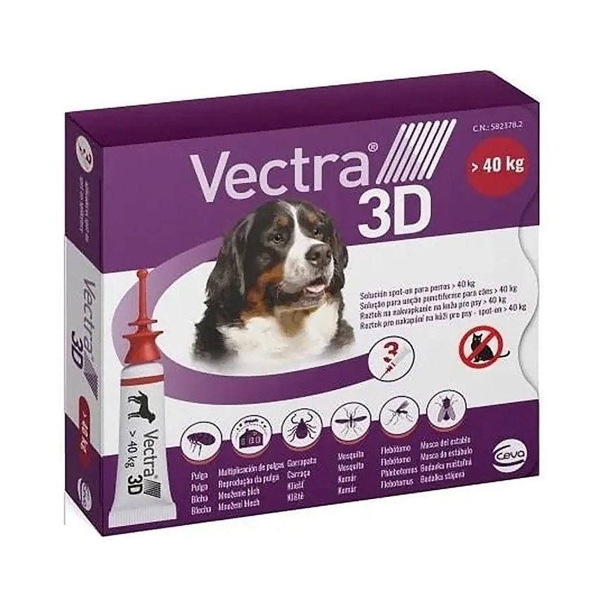 CEVA Vectra 3D (virš 40 kg) - antiparazitinių lašų šunims - 3 x 8 ml