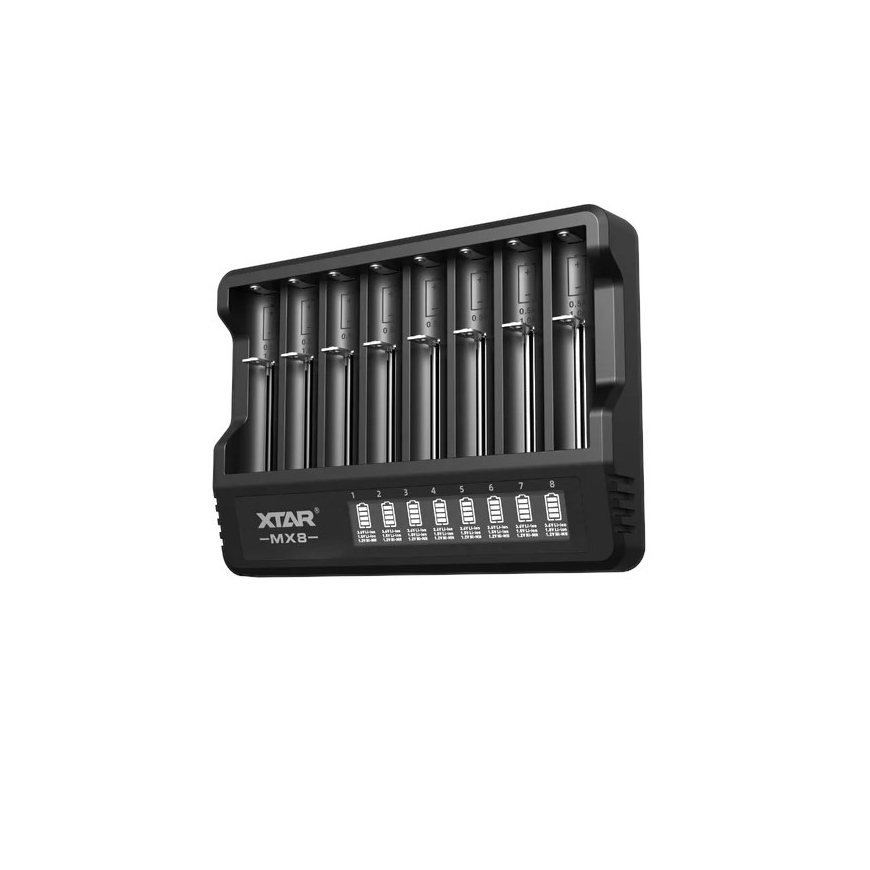 Akulaadija Li-ion 3,6V / 3,7V / 1,5V ja 1,2V Ni-MH XTAR MX8 – 5