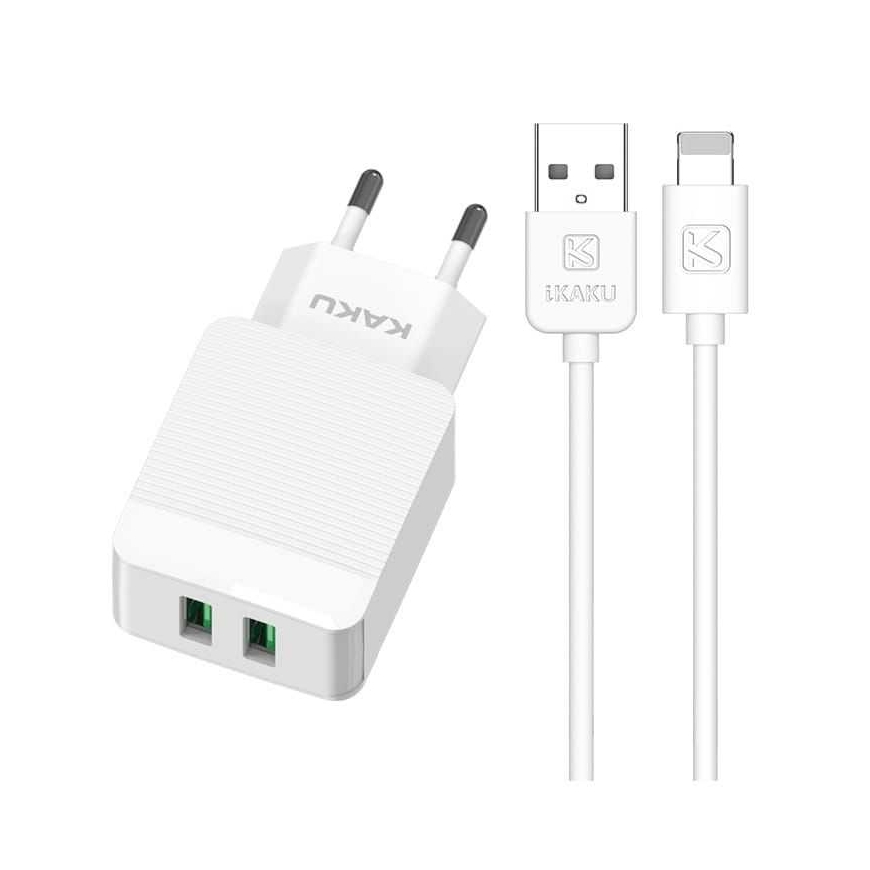 iKaku KSC-371 12W (2x USB) iki Lightning 2.4A baltas – 3