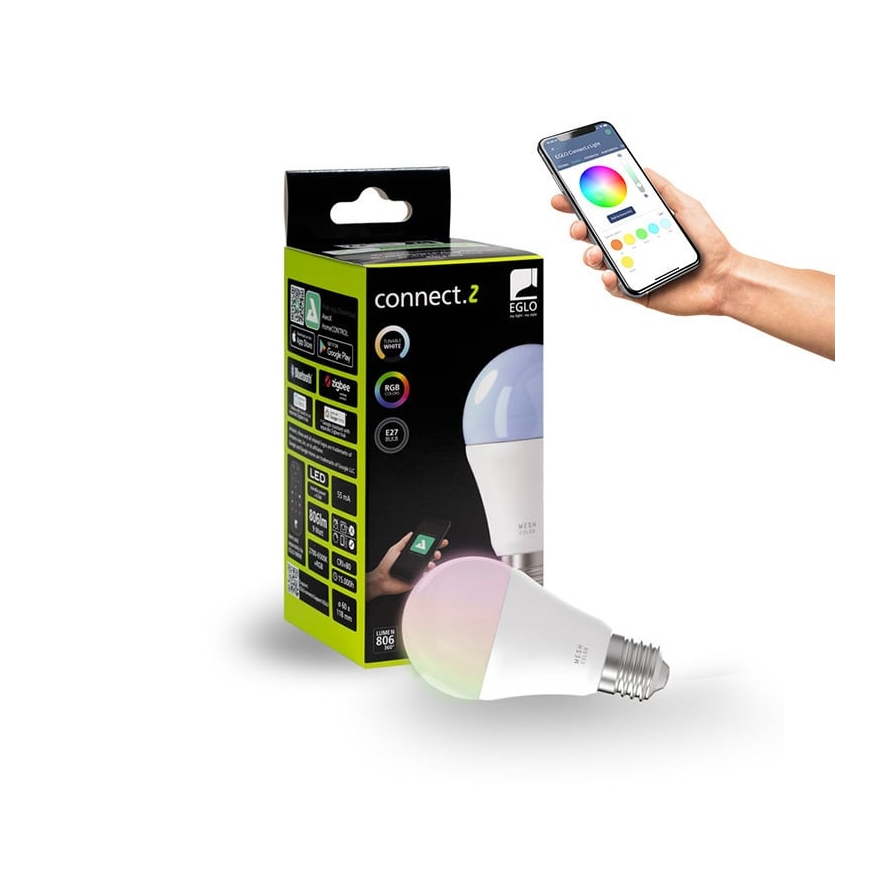 Eglo Connect.z nutikas lamp, E27, A60, RGB+CCT, 11 W, 1300 lm, opaali, 1 tk – 4