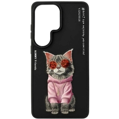 Nimmy Glasses Cool Cat kaitse, mõeldud Samsung Galaxy S26 Ultra jaoks, must