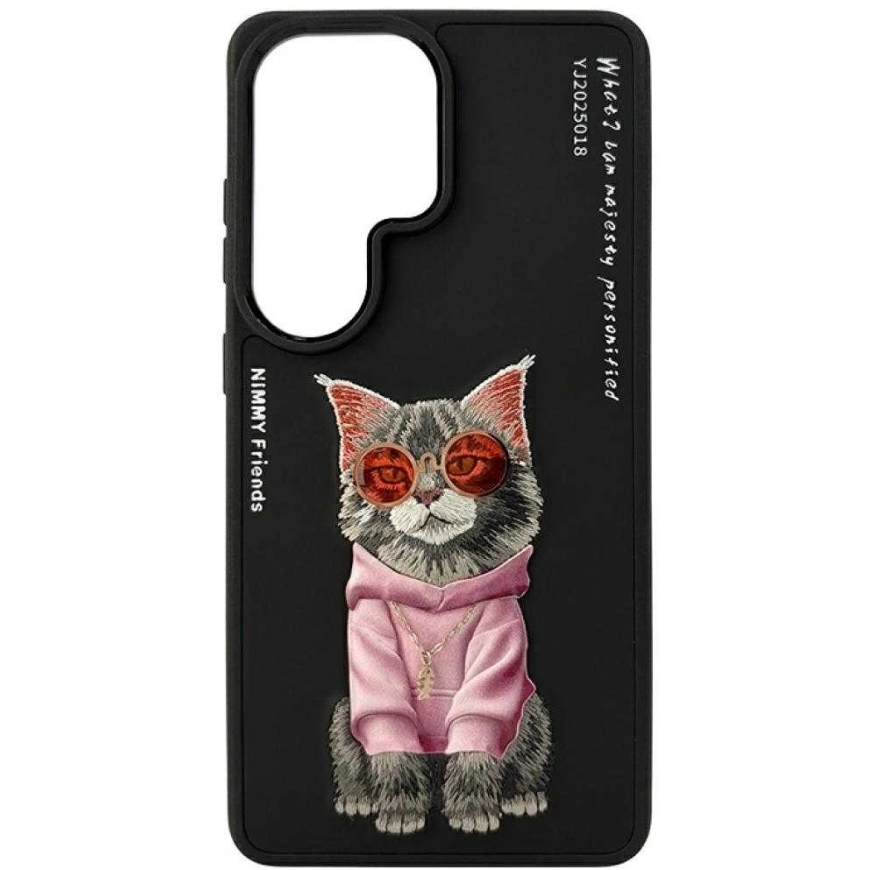 Nimmy Glasses Cool Cat -kotelo, suunniteltu Samsung Galaxy S26 Ultralta, must