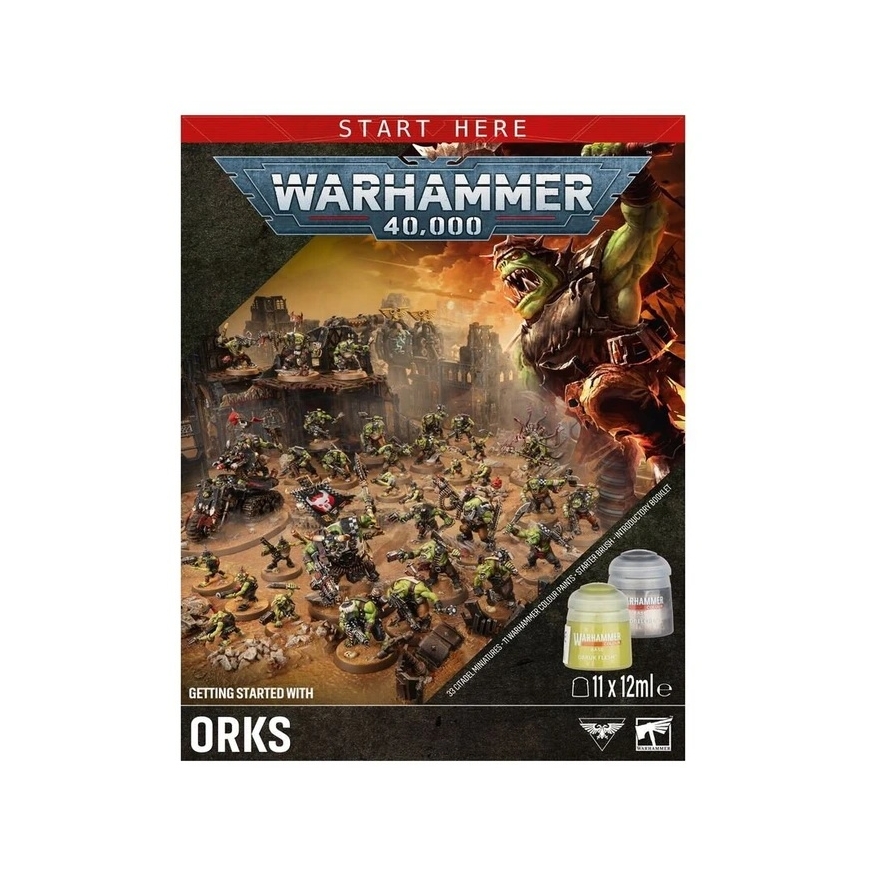 Games Workshop Warhammer 40,000 Orki algkomplekt – miniatuurid, värvid, pintsel