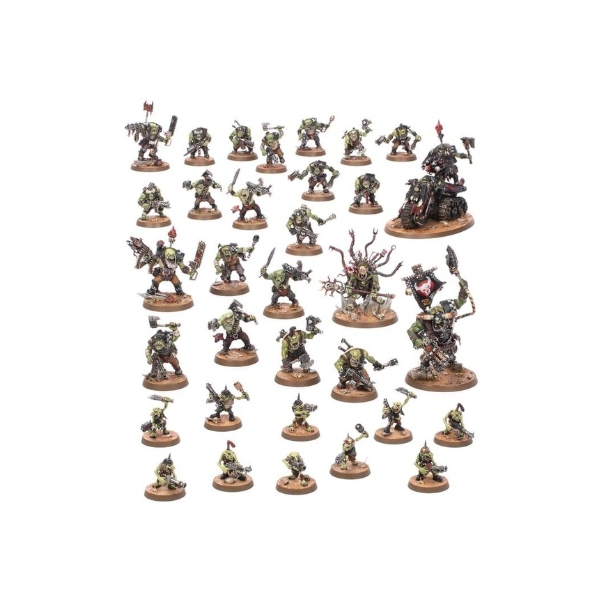 Games Workshop Warhammer 40,000 Ork Starter Set – miniatures, paints, brush – 3