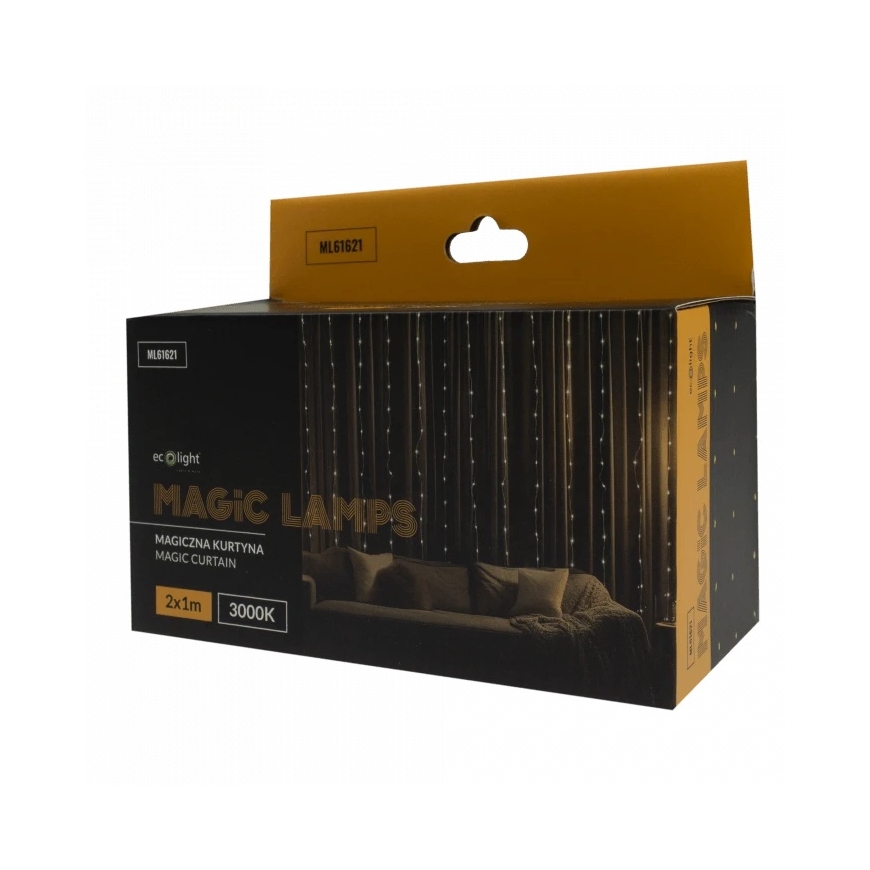 Eco Light Magical Curtain 200 LED 2 m x 1 m 3000 K, 5 V constant current – 3