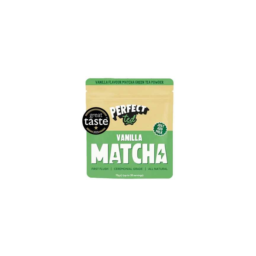 Vanilijas garšas matcha zaļā tēja PerfectTed, 75 g