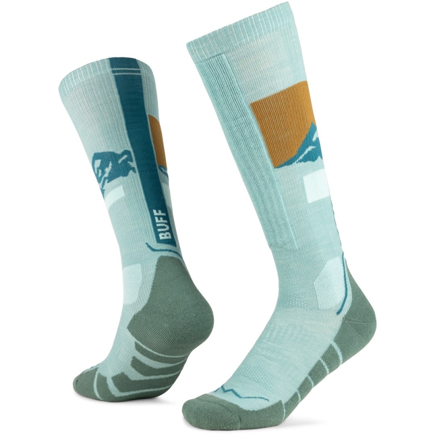 BUFF Merino HW virsceļgala zeķes HW01, Zaļa L