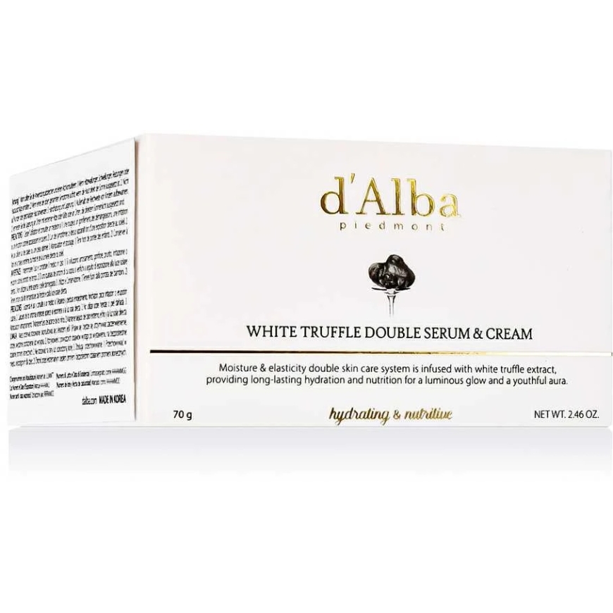 d'Alba Baltas Truffle Double Serum & Niisutav ja toitma näokreem / seerum valgete trühvlitega, 70 g
