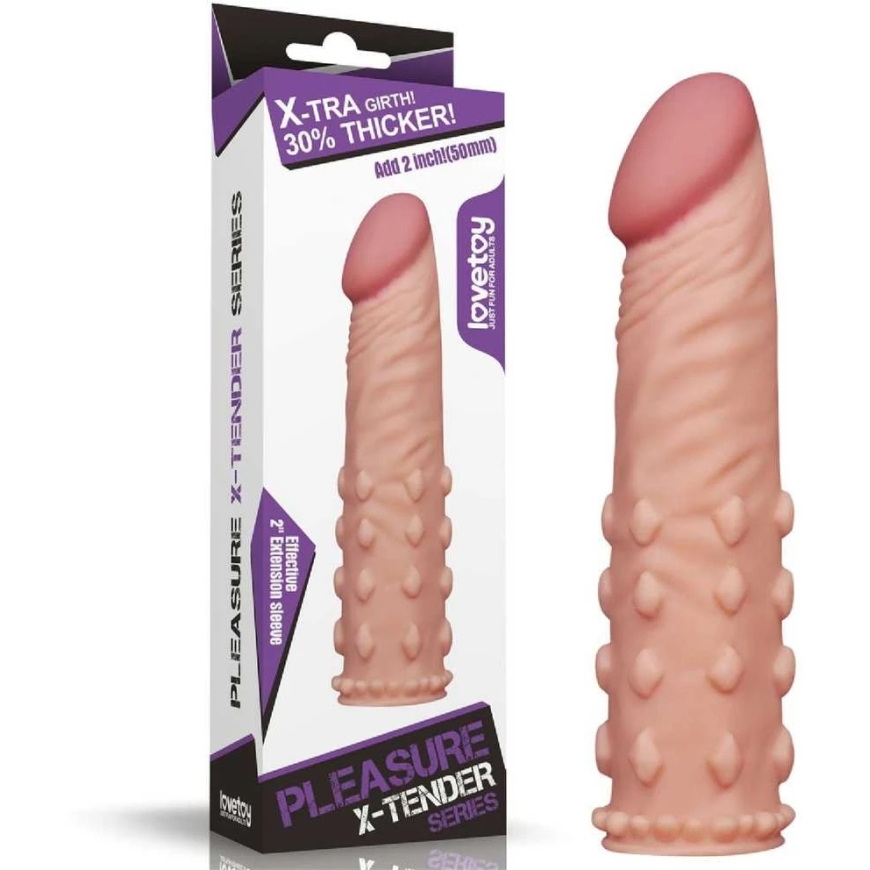 Lovetoy Pridėkite 2 colių „Pleasure X Tender“ varpos rankovę su minkšta tekstūra – 2