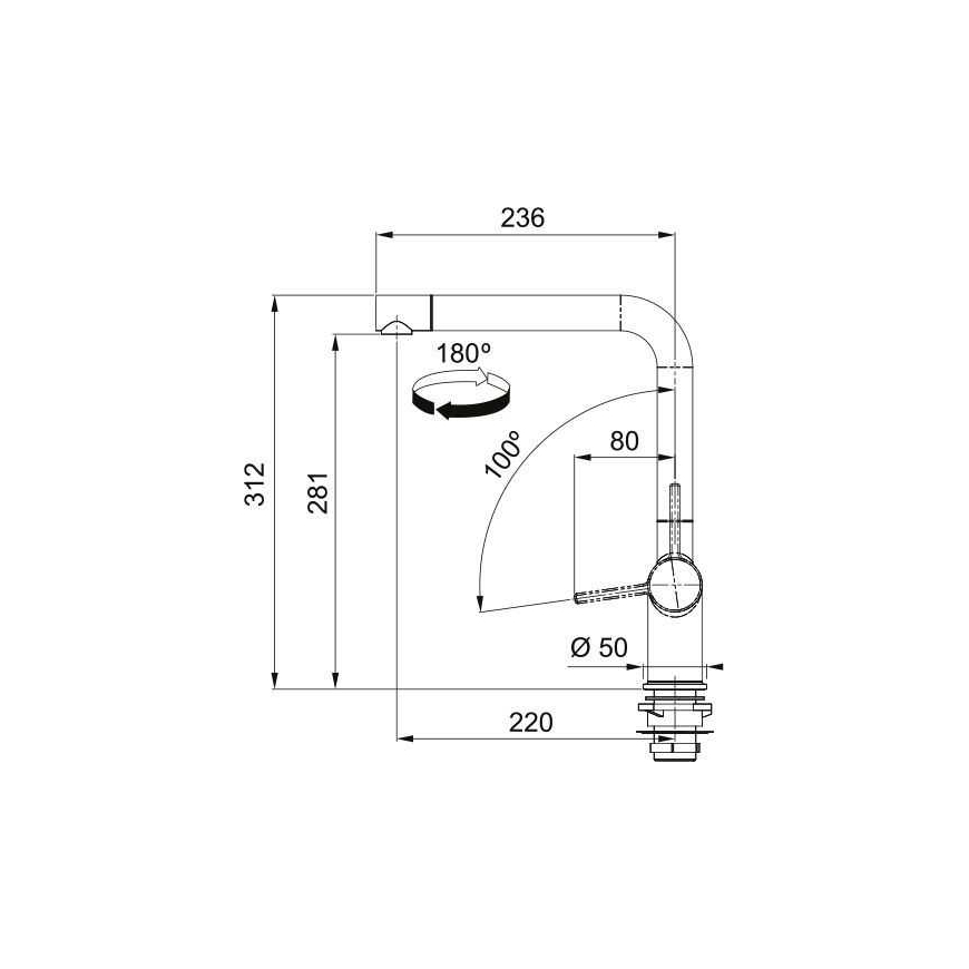 Franke Active L pööratav suu HP CHR/SG (115.0721.463) – 4
