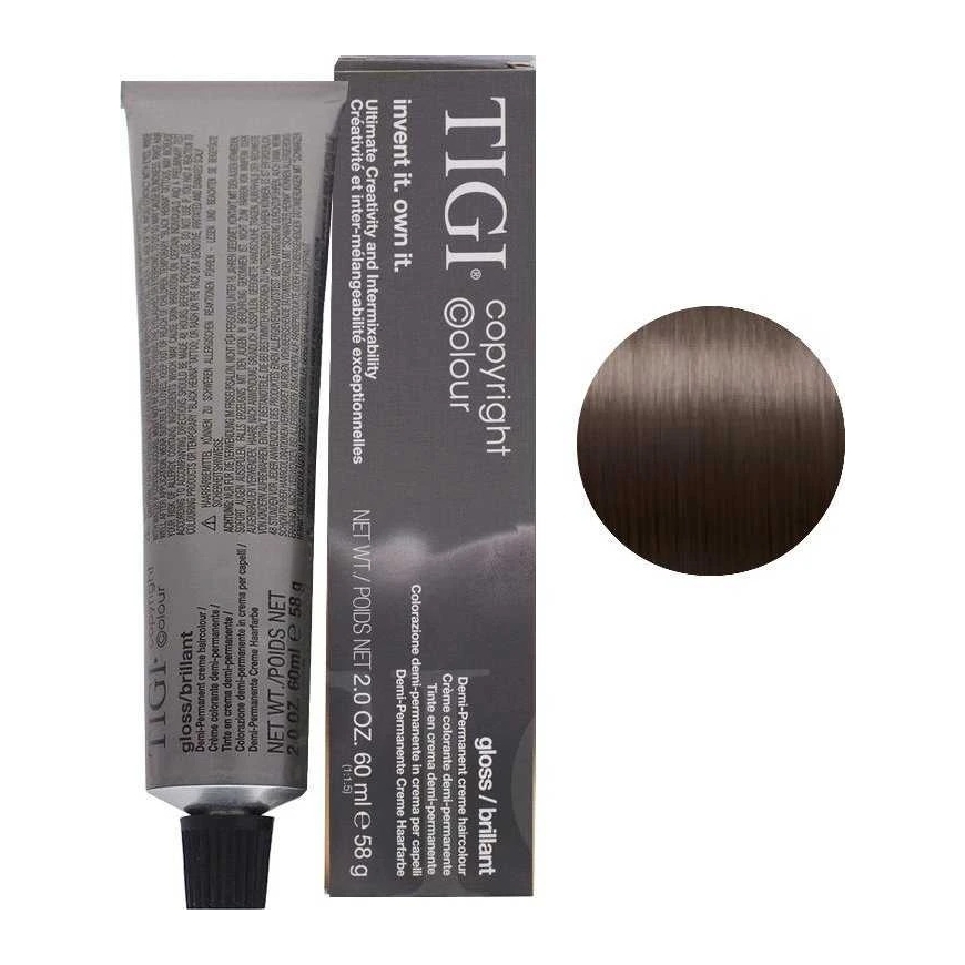 Tigi Bed Head Tigi Colour Creative Permanent Hair Dye 6/07 Tume Loomulik Tuhk Heledate Juuste jaoks, 60 ml