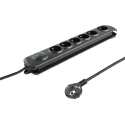 Qoltec 50111 ülepinge kaitse 6 pistikut 1,8 m must Qoltec 50111 ülepinge kaitse 6 pistikut 1,8 m must