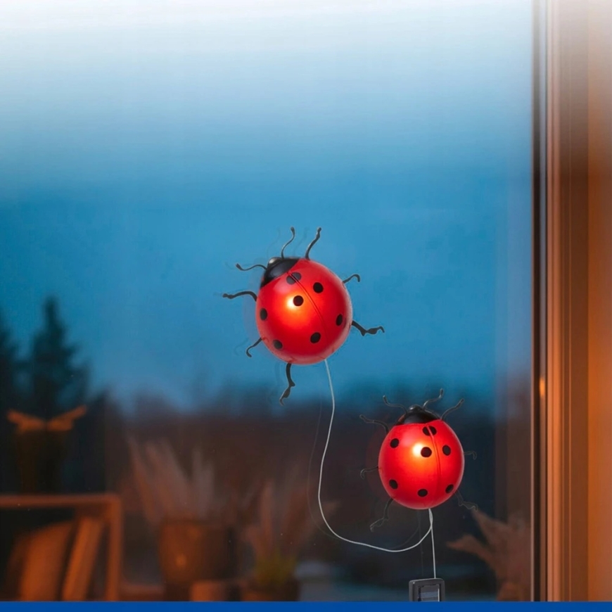 Maximex PIECES Saulės energija varomi sodo žibintai, LED boružėlės, 2 vnt., 20 cm – 4