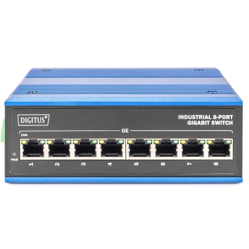 Maršrutizatorius DIGITUS Switch Ind. 8-Port Gigabit Unmanaged blau