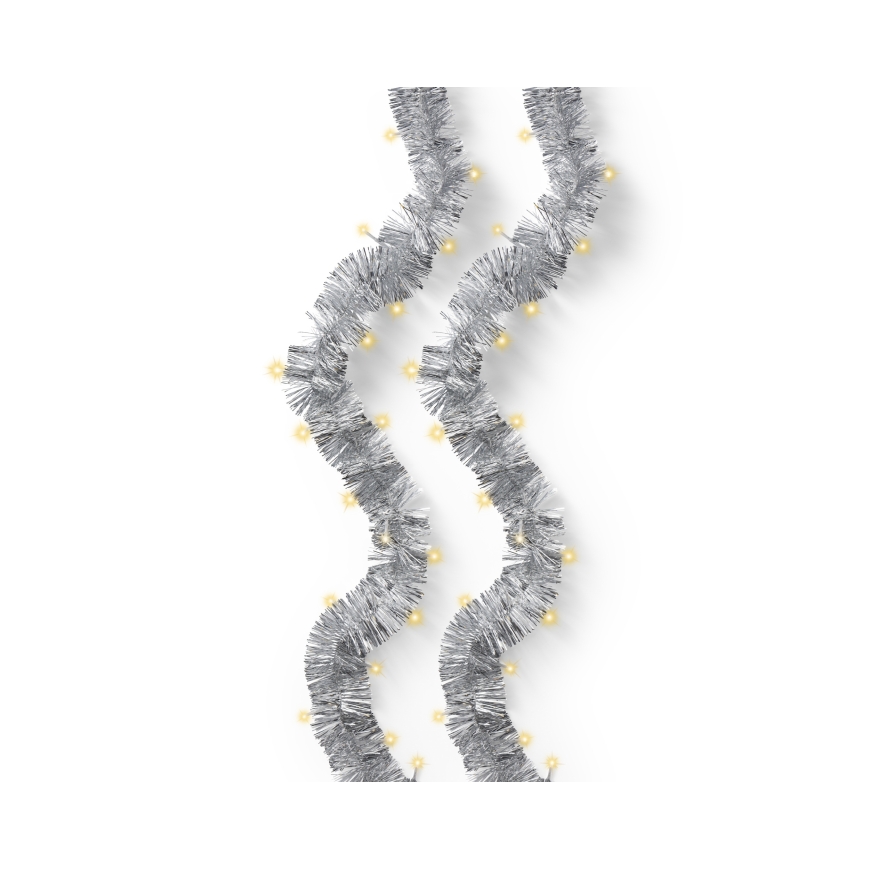Lumineo LED twinkle tinsel garland with lights, 5 meters, warm white
