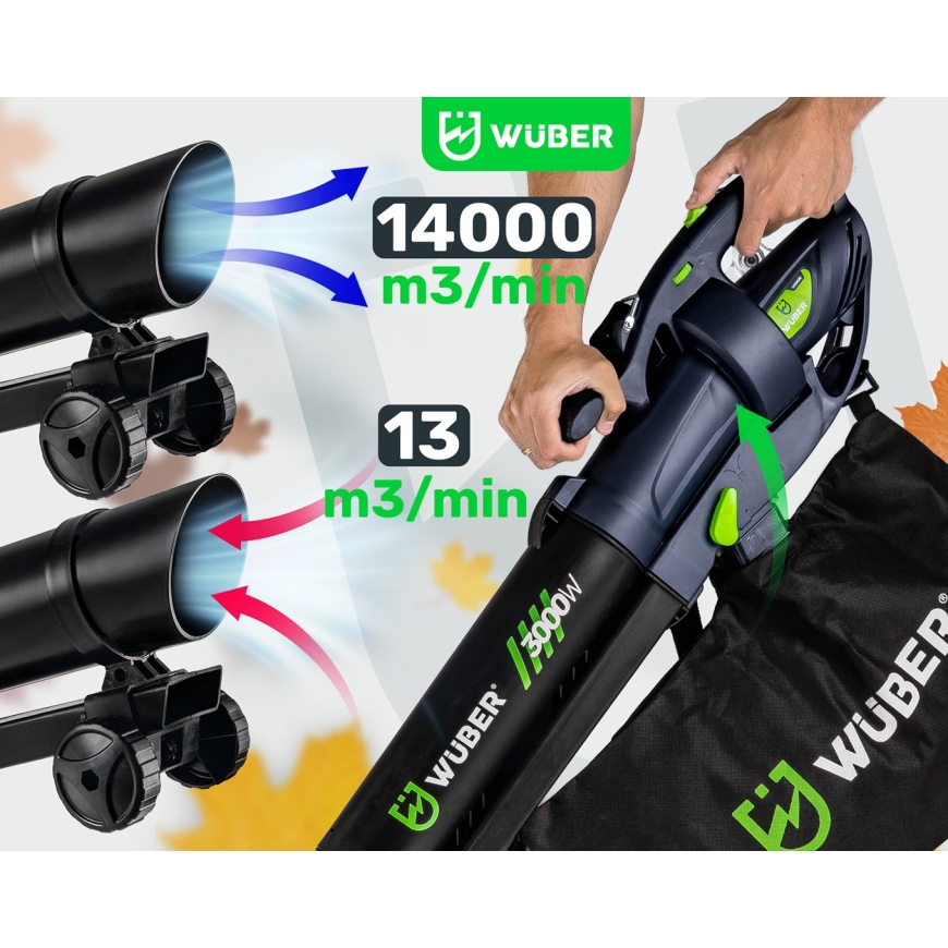 Electric leaf blower 3000 W with shredder 10:1 W43420 WUBER – 2