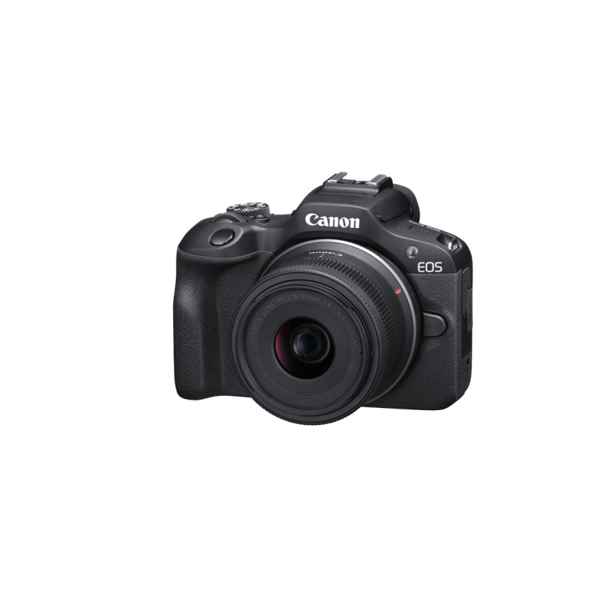 Canon EOS R100 mirrorless camera + RF-S 18-45mm lens + memory card