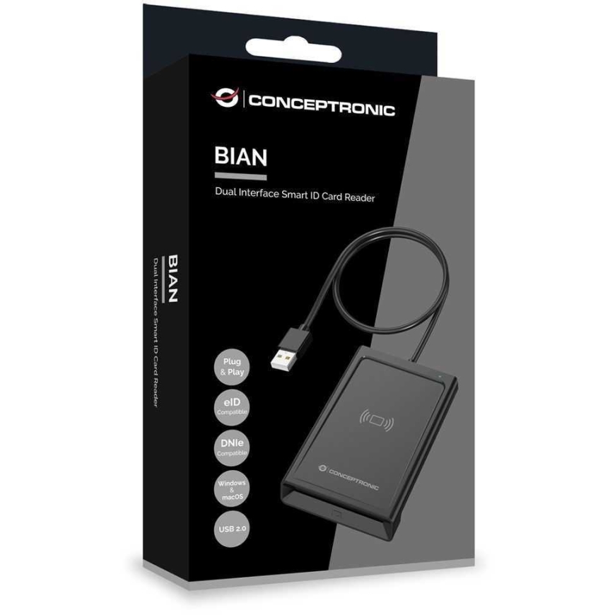 Conceptronic BIAN11B Kaksoisliitäntäinen älykäs ID-kortinlukija – 5