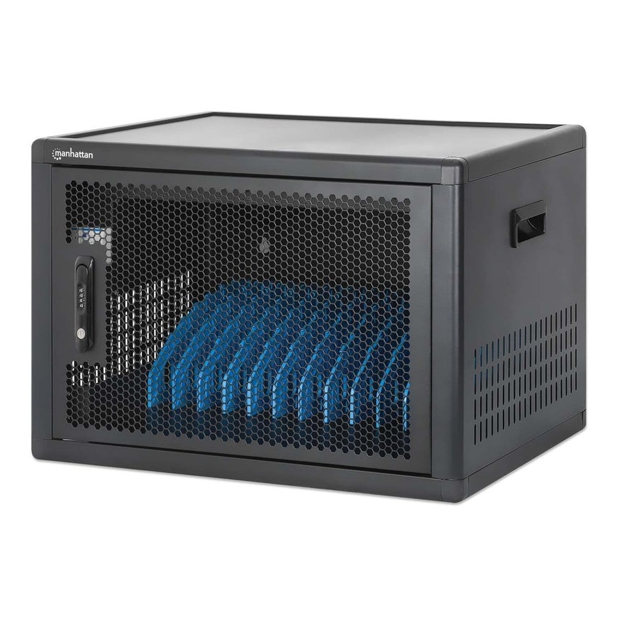 Manhattan nešiojamų kompiuterių įkrovimo spinta, stalinė (arba vežimėlis) per USB-C 65W 16" 12-kamerinė, tinkama USB-C nešiojami