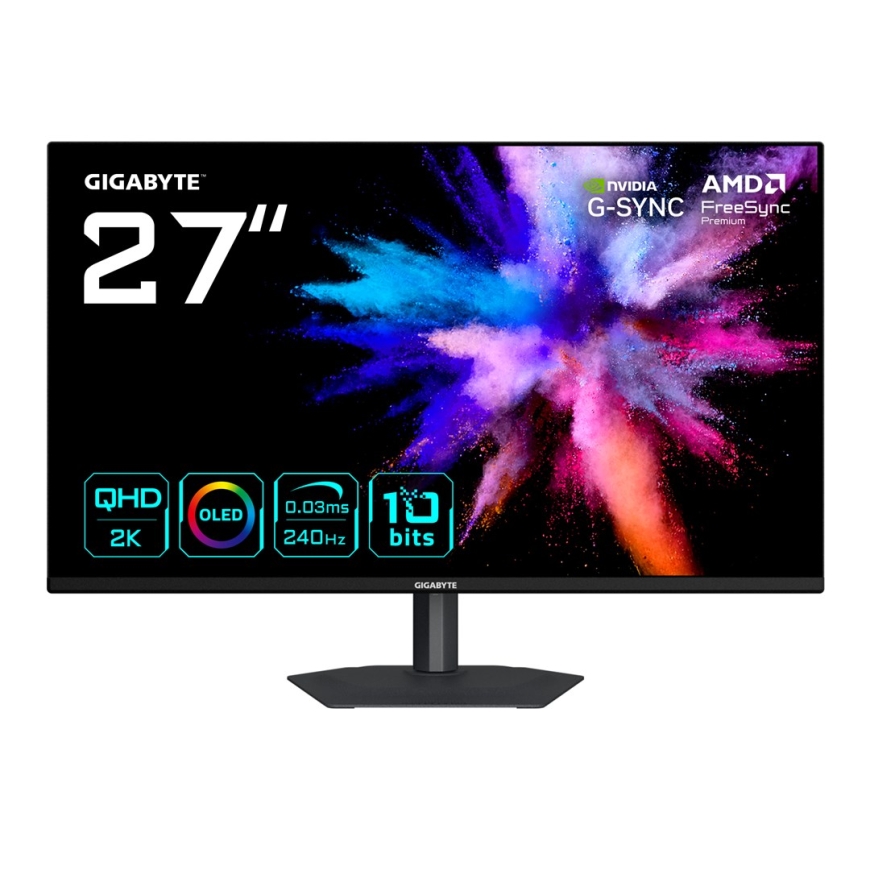GIGABYTE GO27Q24A 27” OLED 2K QHD spēļu monitors - 2560 x 1440, 240Hz, 0.03ms, 400 cd/m2, FreeSync Premium, G-Sync saderīgs, HDM