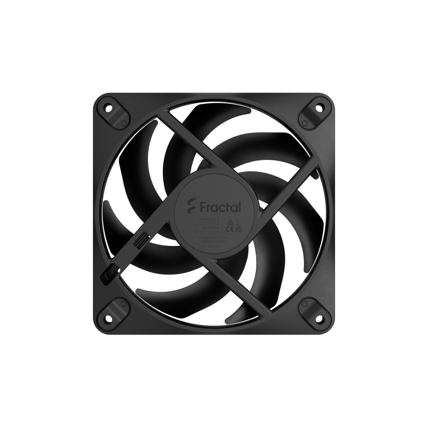 Fractal Design Dynamic 3 12 Reverse 120 мм PWM-корпусный вентилятор, черный – 4